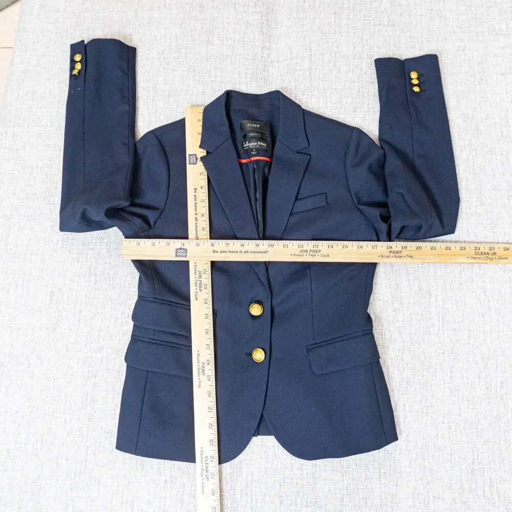 J.Crew Dalton Blazer Jacket Navy Italian Stretch wool Tollegno 1900 size 2